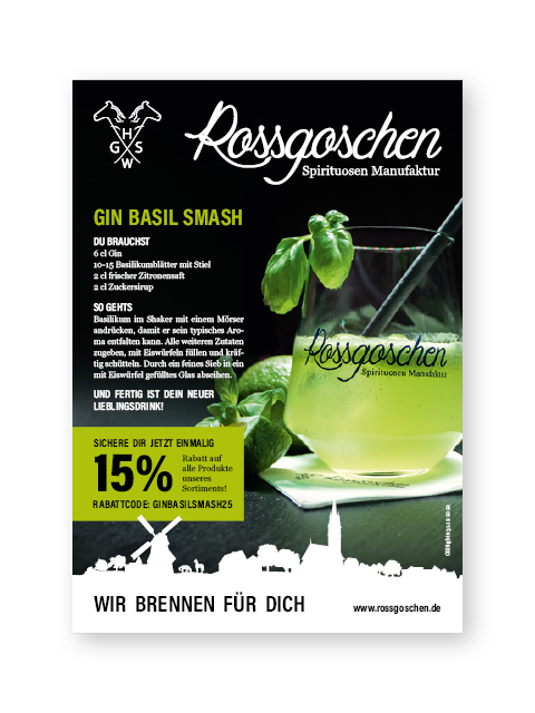 Anzeige Gin Basil Smash - Rossgoschen